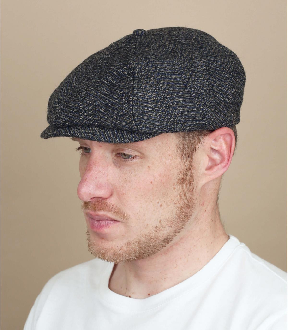 Newsboy Cap schwarz blau Brood black washed navy